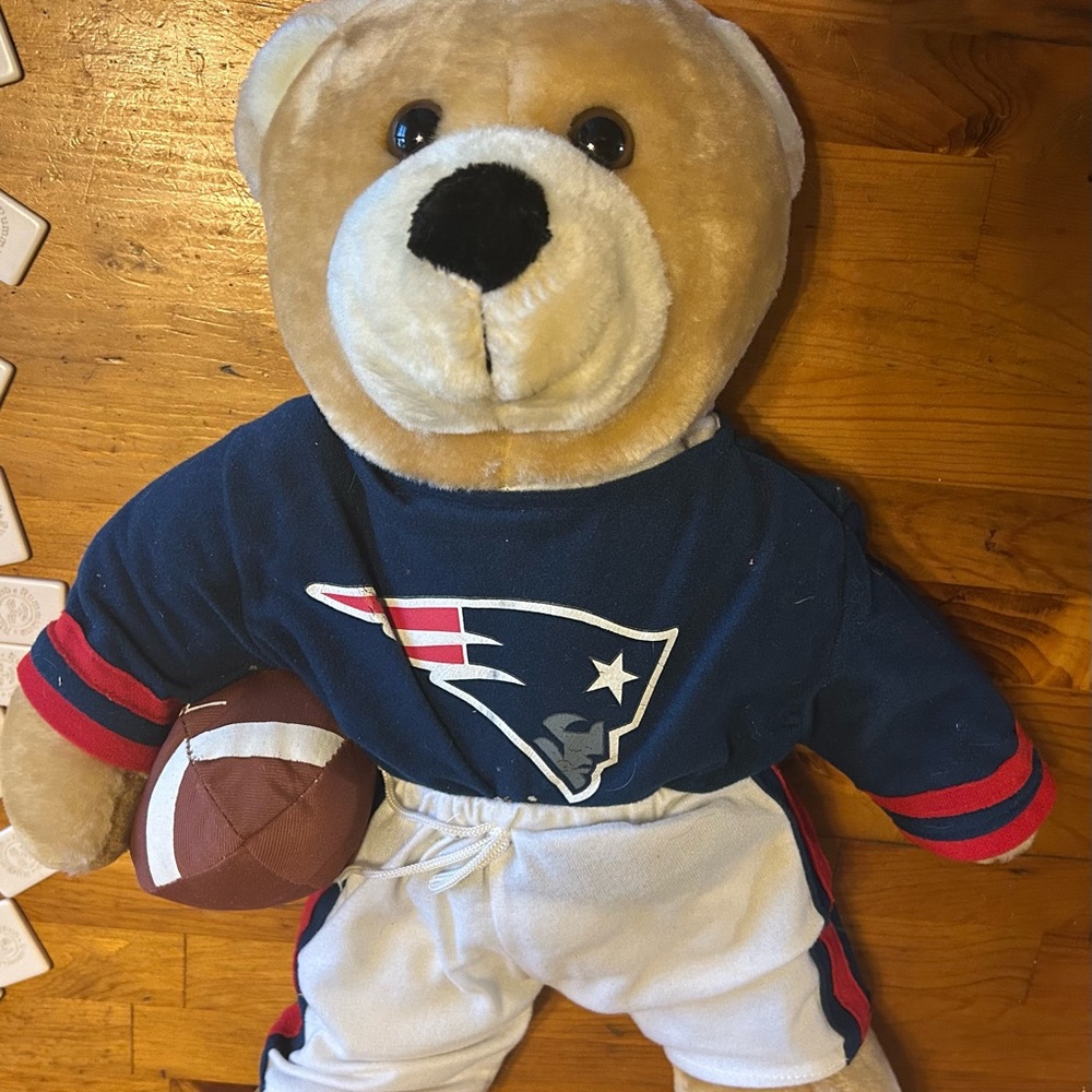 New England Patriots Blue and White Stuffed Animal with Football Accessory‎